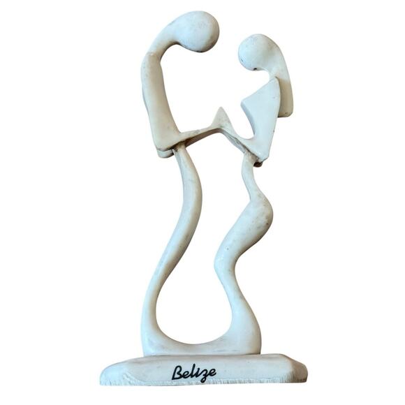 Belize Abstract Sculpture Couple Statue Modernist Souvenir Embrace Figure Decor - Picture 1 of 9